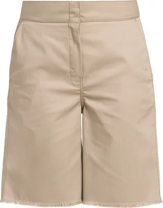 Frayed-Hem Foldover-Waist Bermuda Shorts