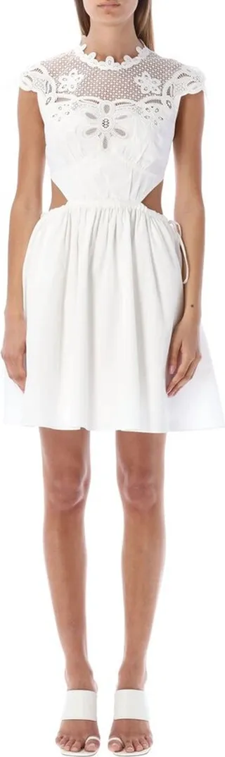 Self-Portrait Guipure Cut-Out Detailed Mini Dress