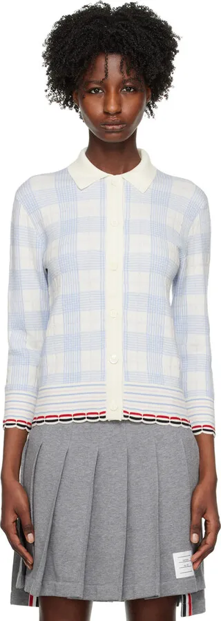 Thom Browne Blue Check Cardigan