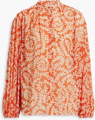 Bristol gathered printed chiffon blouse