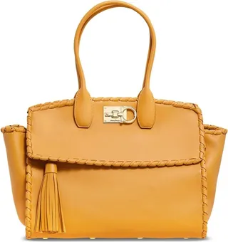 Tassel-Detail Leather Tote Bag