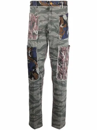 Camouflage-Print Straight-Leg Trousers