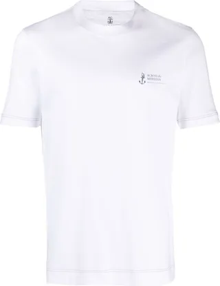 White Logo Cotton T-Shirt