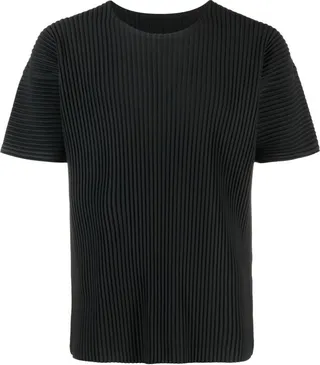 Black Pleated Short Sleeved T-Shirt