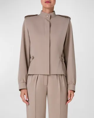 Wool Button-Front Short Coat