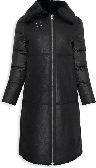 Shearling & Down Puffer Longline Jacket