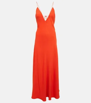 V-neck crepe gown