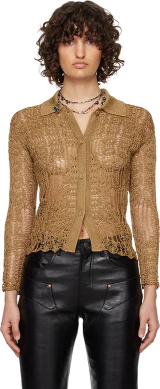 Acne Studios Brown Semi-Sheer Cardigan