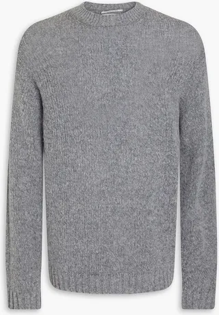 Mélange open-knit wool-blend sweater