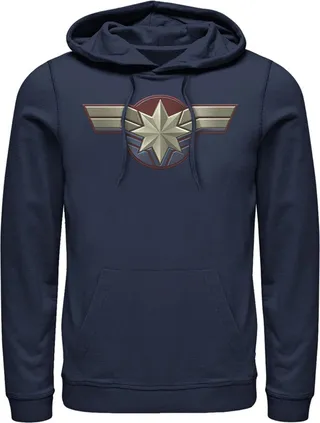 Men's Marvel Captain Marvel Simple Star Symbol Pull Over Hoodie - Navy Blue - Large