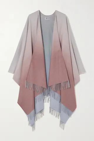 Johnstons of Elgin - Fringed Ombré Cashmere Cape - Purple
