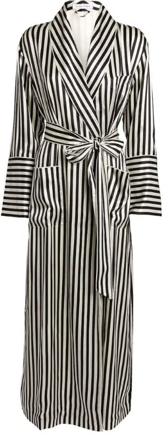 Olivia Von Halle Ovh Capability Silk Stripe Long Robe