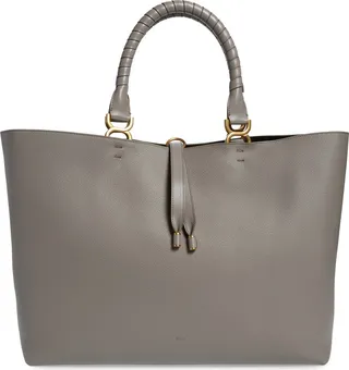 Large Marcie Grained Calfskin Leather Tote