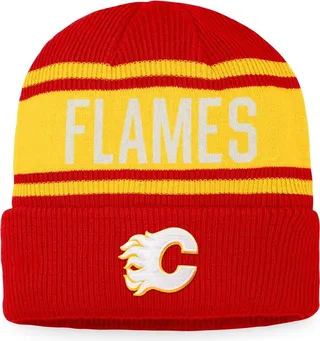Men's Fanatics Branded Red and Gold Calgary Flames True Classic Retro Cuffed Knit Hat