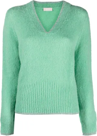 glitter-detail V-neck jumper