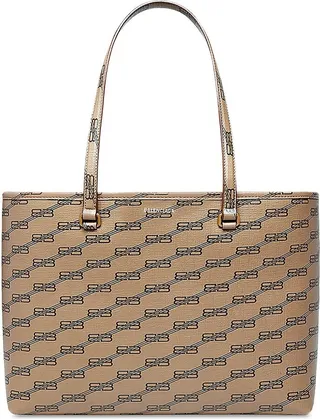Signature Medium East-West Shopper Bag BB Monogram Coated Canvas