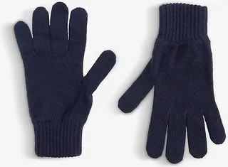 Mens Navy Cashmere Gloves