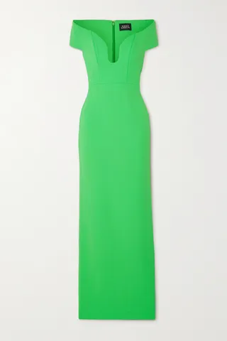 Solace London - Marlowe Off-the-shoulder Crepe Gown - Green