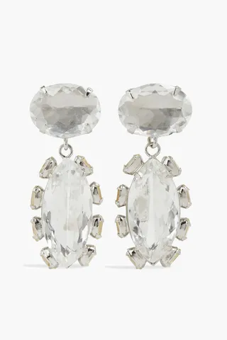 Silver-tone quartz earrings