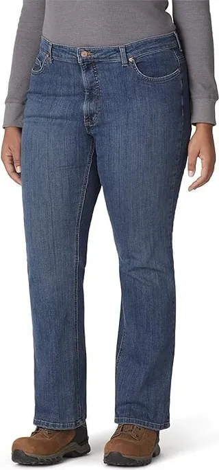 Dickies Women's Perfect Shape Denim Jean-Bootcut Stretch Plus Size (Stonewashed Indigo Blue) Women's Clothing