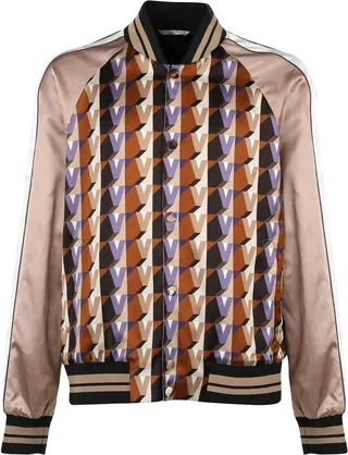 Valentino Geometric Printed Long-Sleeved Bomber Jacket
