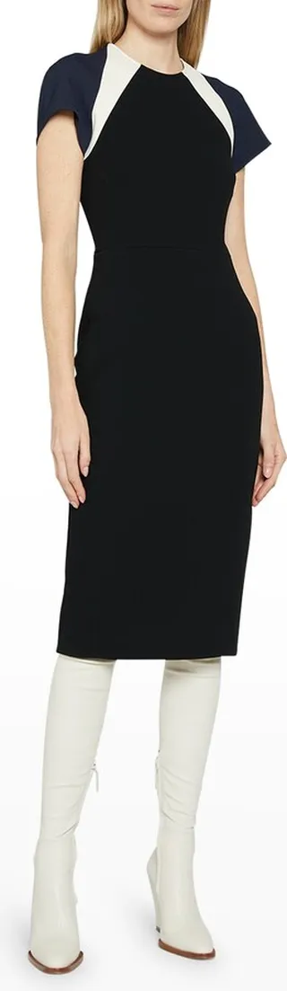 Shoulder-Stripe Midi T-Shirt Dress