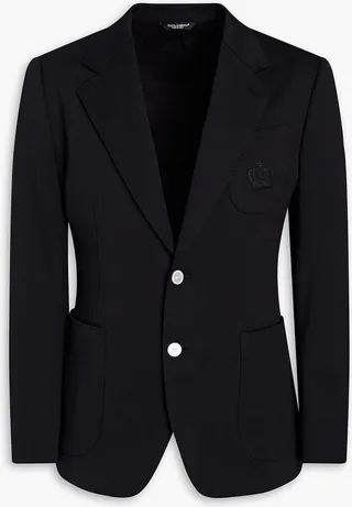 Embroidered cotton-blend blazer