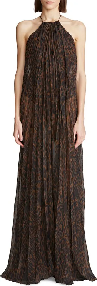 Marina Leopard Chiffon Gown