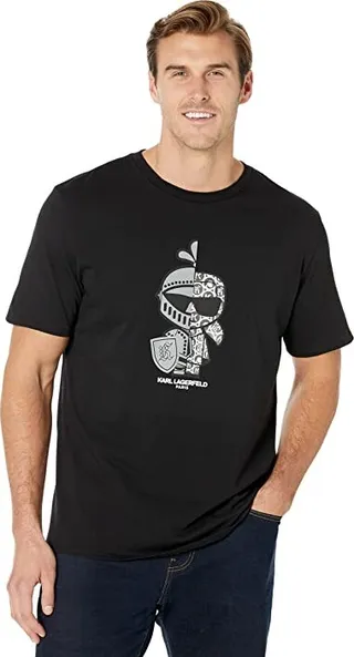 Karl Lagerfeld Paris Split Personality Crew Neck T-Shirt (Black) Men's T Shirt