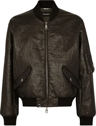 Dolce & Gabbana Faux Leather Bomber Jacket