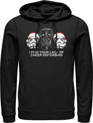 Men's Star Wars Christmas Empire Lack of Cheer Disturbing Pull Over Hoodie - Black - Medium