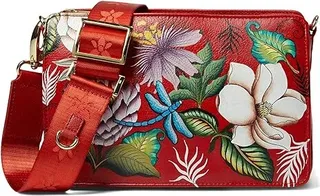 Anuschka Triple Compartment Crossbody 696 (Crimson Garden) Handbags