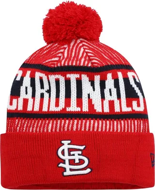 Men's Fanatics Branded Red St. Louis Cardinals Striped Cuffed Knit Hat with Pom
