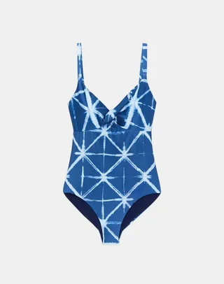 L148 Swim Shibori Print Twisted Front One Piece