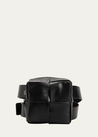 Men's Mini Cassette Intrecciato Leather Belt Bag