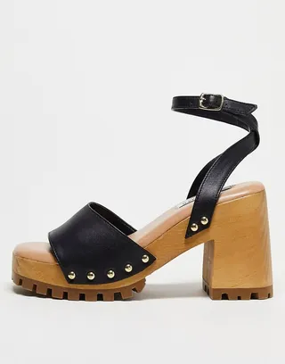 Steve Madden Ocala heeled clogs in black leather