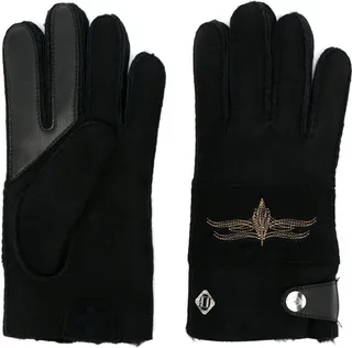 X COTD Black Embroidered Suede Gloves