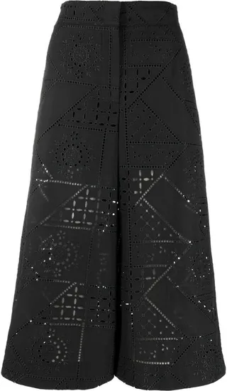 Embroidered Cotton-Blend Culottes