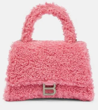 Hourglass Small shearling tote bag