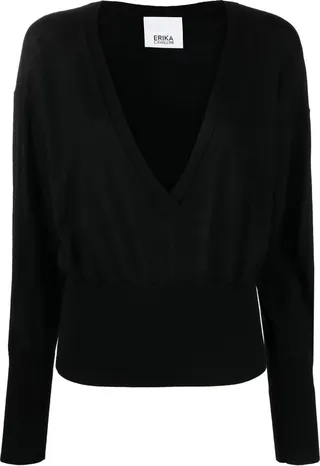 V-neck long-sleeve jumper