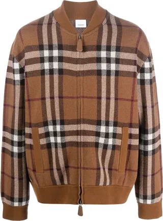 Vintage Check Cashmere Bomber Jacket