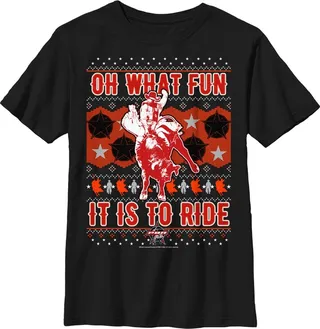 Boy's Professional Bull Riders Oh What Fun it is to Ride Sweater Print T-Shirt - Black - Large