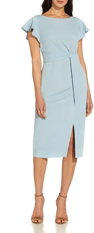 Tie Front Crepe Sheath Dress