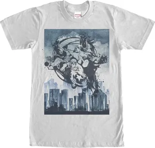 Men's Marvel Avengers City Graffiti T-Shirt - White - 2X Large