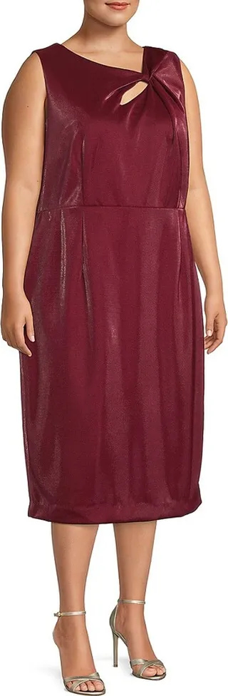 Plus Asymmetric V Neck Midi Dress