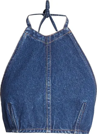 Denim Halter Neck Crop Top