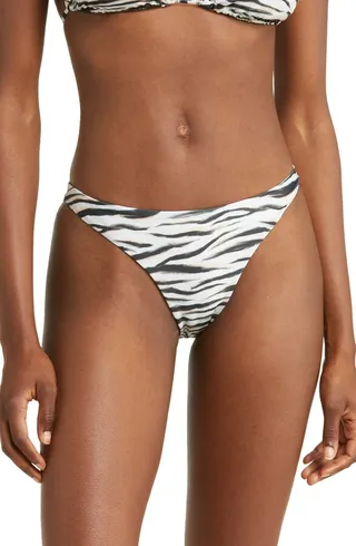 Zebra Print Hipster High Leg Bikini Bottoms