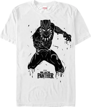 Men's Marvel Black Panther 2018 Drip Pattern T-Shirt - White - Medium