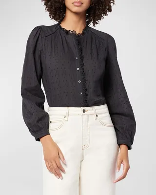 Alain Lace-Trim Swiss Dot Shirt