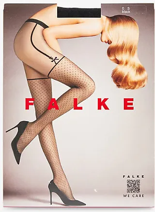 Womens 3009 Black Lovely Bow-tie Suspender Polka-dot Stretch-woven Tights